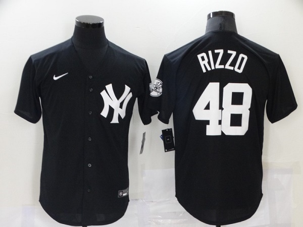 Men's New York Yankees #48 Anthony Rizzo 2021 Black Cool Base Stitched Baseball Jersey Men's New York Yankees #48 Anthony Rizzo 2021 Black Cool Base Stitched Baseball Jersey